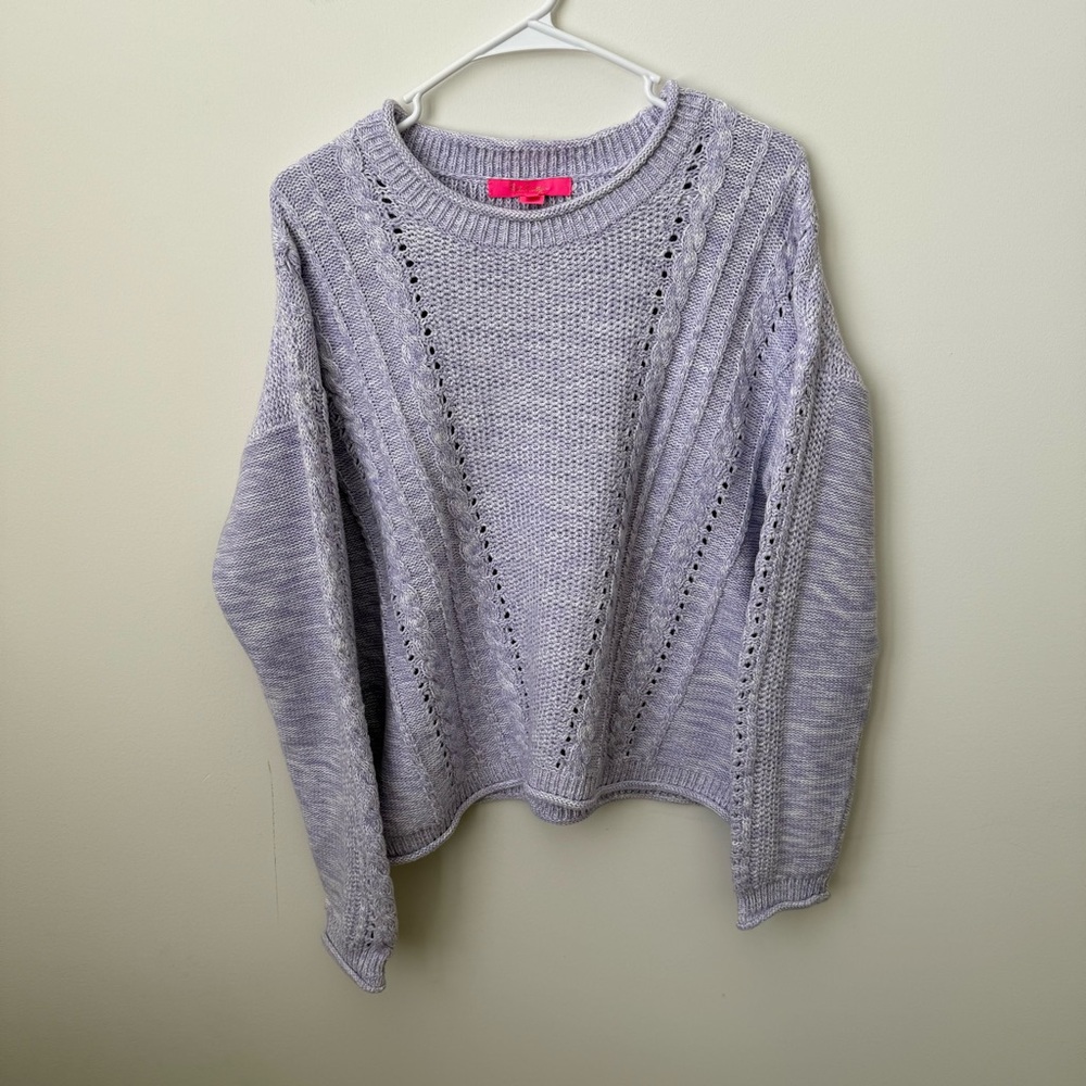 Lilly Pulitzer‎ Maxcy Sweater Light Lilac Verbena Marl Size Large 100% cotton